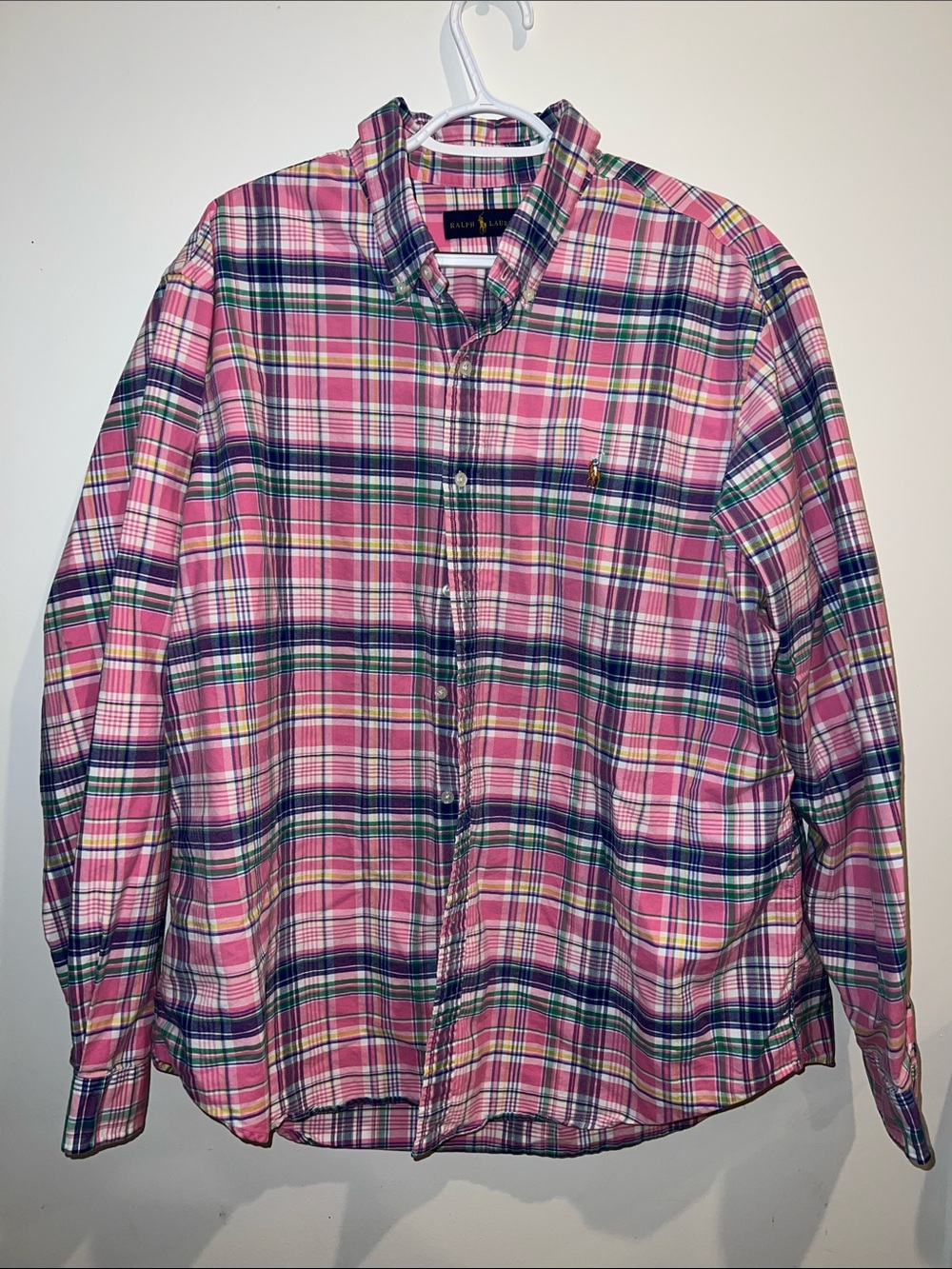 Ralph Lauren Men's Pink Plaid Button-Down Shirt